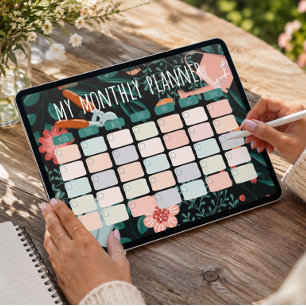 Botanical Monthly Planner Template Poster