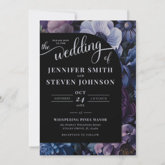 Botanical Moonlight | Gothic Floral Wedding Invitation