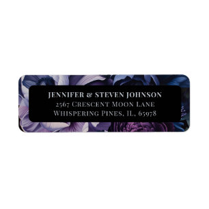 Botanical Moonlight   Gothic Floral Wedding Return Address Label