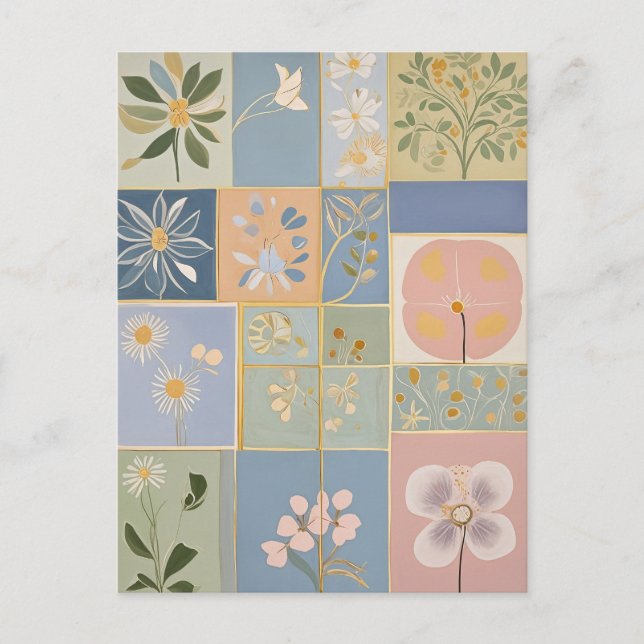 Botanical Mosaic in Bloom Postcard (Front)