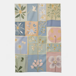 Botanical Mosaic in Bloom Tea Towel