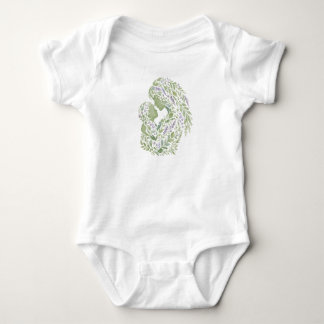 Botanical Mother and Child Silhouette Art Baby Bodysuit