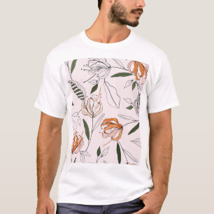 Botanical motifs, isolated, flower seamless. T-Shirt