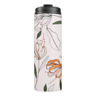 Botanical motifs, isolated, flower seamless. thermal tumbler