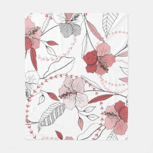 Botanical Motifs: Isolated Flower Vintage Fleece Blanket