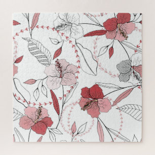 Botanical Motifs: Isolated Flower Vintage Jigsaw Puzzle