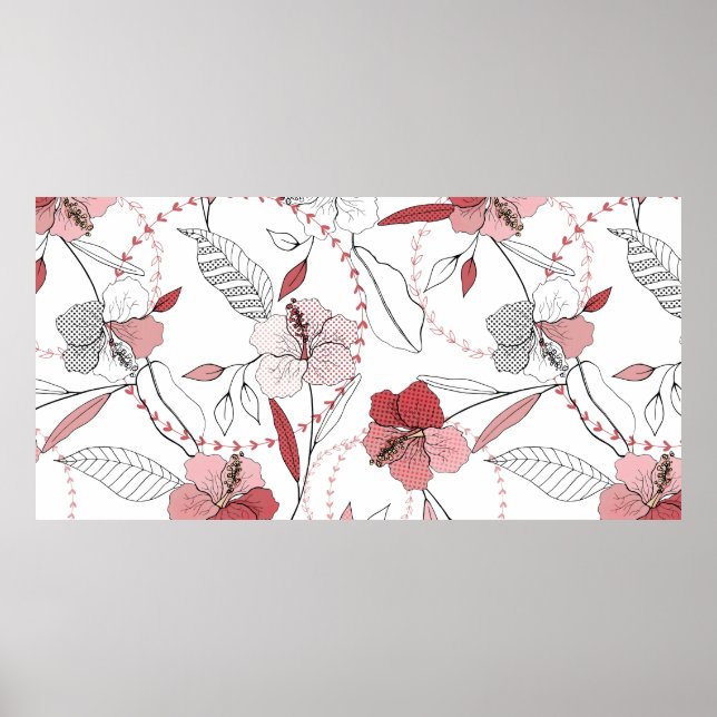 Botanical motifs. Isolated seamless flower pattern Poster (Front)