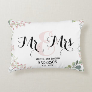 Botanical Mr Mrs Personalised Wedding Newly Wed Decorative Cushion