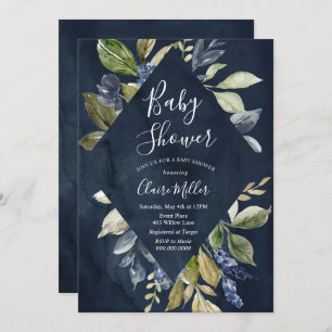 Botanical Navy Baby Shower invitation