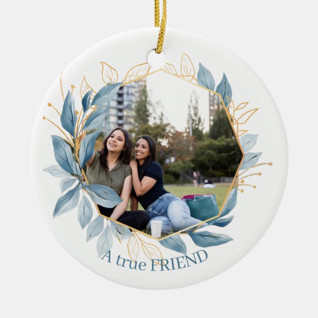  Botanical Navy Blue Friends Life's Greatest  Ceramic Ornament (Front)