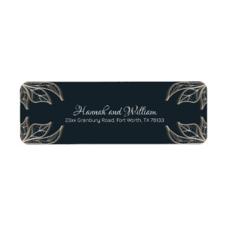 Botanical Navy Blue Wedding RSPV Return Address Label