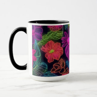 Botanical neon flowers mug