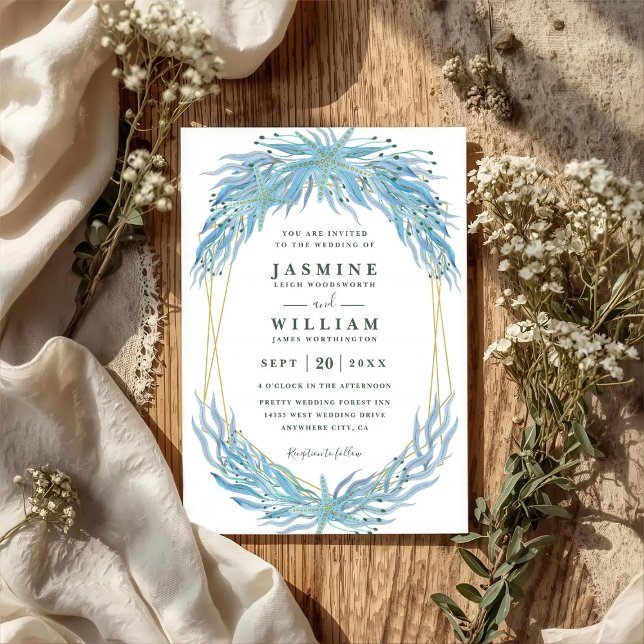 Botanical Ocean Starfish Elegant QR Code Wedding Invitation (Creator Uploaded)