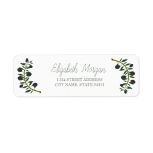 Botanical Olive Branch   Address Label Return Address Label