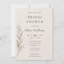 Botanical Olive Branch Bridal Shower Invitation 