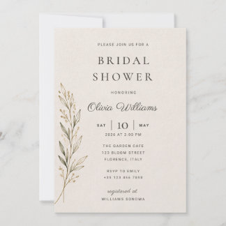 Botanical Olive Branch Bridal Shower Invitation 
