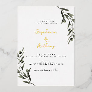 Botanical Olive Branch Leaves Italian Wedding 