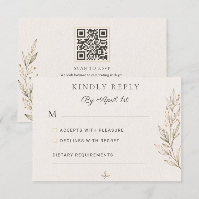 Botanical Olive Branch Wedding RSVP Card  (Front/Back)