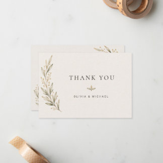 Botanical Olive Branch Wedding Thank You Card 