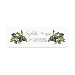 Botanical Olive Branches Return Address Label
