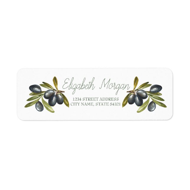 Botanical Olive Branches Return Address Label (Front)