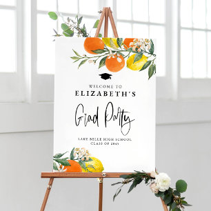 Botanical Orange and Lemon Garland Graduation Poster