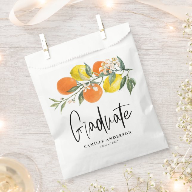 Botanical Orange and Lemon Graduation Thank You Favour Bag (Clipped)