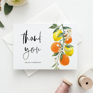 Botanical Orange and Lemon Graduation Thank You Postcard