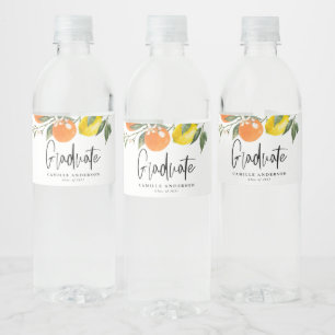 Botanical Orange and Lemon Graduation Water Bottle Label