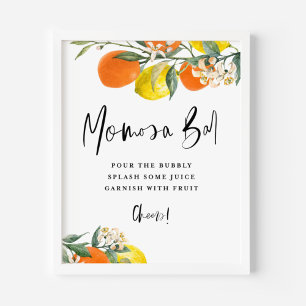 Botanical Orange and Lemon Momosa Bar Baby Shower Poster