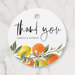 Botanical Orange and Lemon Wedding Thank You Favour Tags
