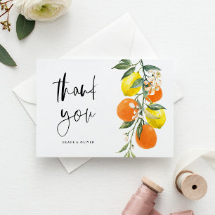 Botanical Orange and Lemon Wedding Thank You Postcard