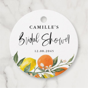 Botanical Oranges and Lemons Bridal Shower Favour Tags