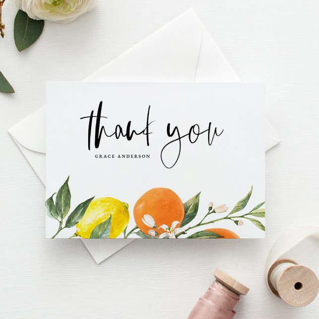 Botanical Oranges and Lemons Graduation Thank You Postcard (Botanical Oranges and Lemons Graduation Thank You Postcard)