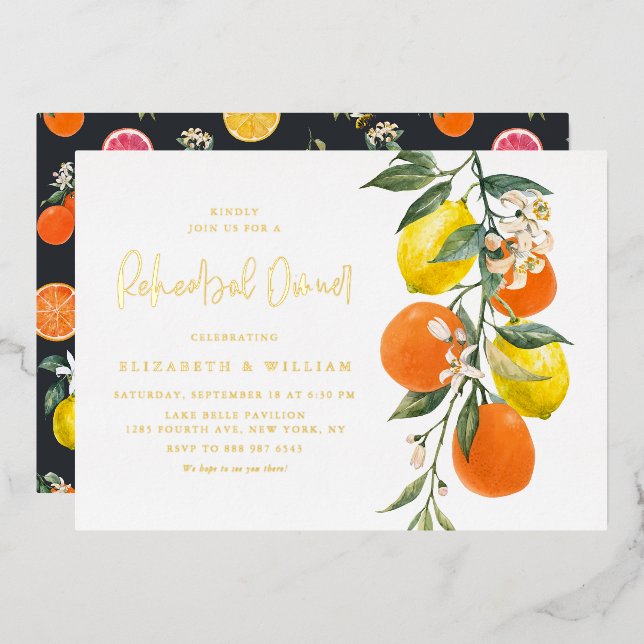Botanical Oranges and Lemons Rehearsal Dinner (Front/Back)