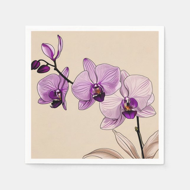 Botanical Orchid Elegant Napkin (Front)