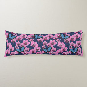 Botanical Orchid Garden with Butterflies Body Cushion