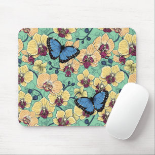 Botanical Orchid Garden with Butterflies II Mouse Pad