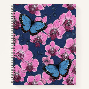Botanical Orchid Garden with Butterflies Notebook
