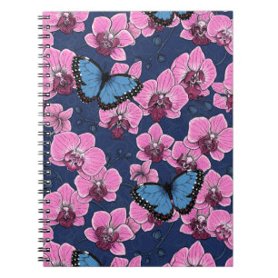 Botanical Orchid Garden with Butterflies Notebook