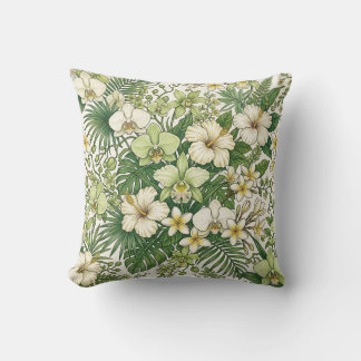 Botanical Orchid Throw Pillow