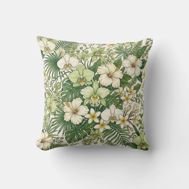 Botanical Orchid Throw Pillow (Front)