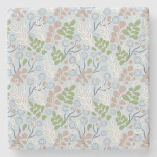 Botanical organic shapes stone coaster