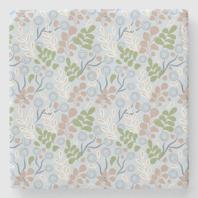 Botanical organic shapes stone coaster (Front)