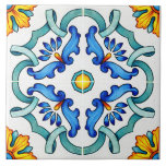 Botanical Ornamental Mediterranean Ceramic Tile<br><div class="desc">Botanical Ornamental Mediterranean Ceramic Tile - An elegant Mediterranean style blue,  yellow,  and white ceramic tile. Great as a kitchen backsplash or other design projects.</div>