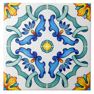 Botanical Ornamental Mediterranean Ceramic Tile