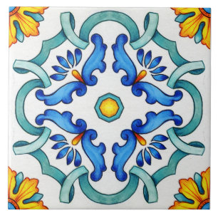 Botanical Ornamental Mediterranean Patterned Ceramic Tile
