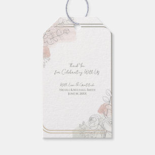 Botanical Outline Sage & Blush Floral Wedding  Gift Tags