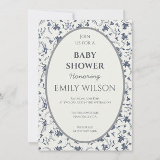 Botanical Oval Frame Baby Shower Invite