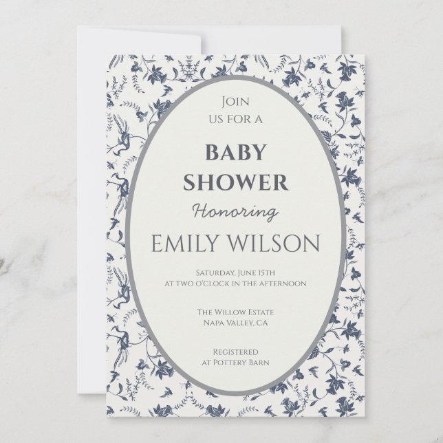 Botanical Oval Frame Baby Shower Invite (Front)